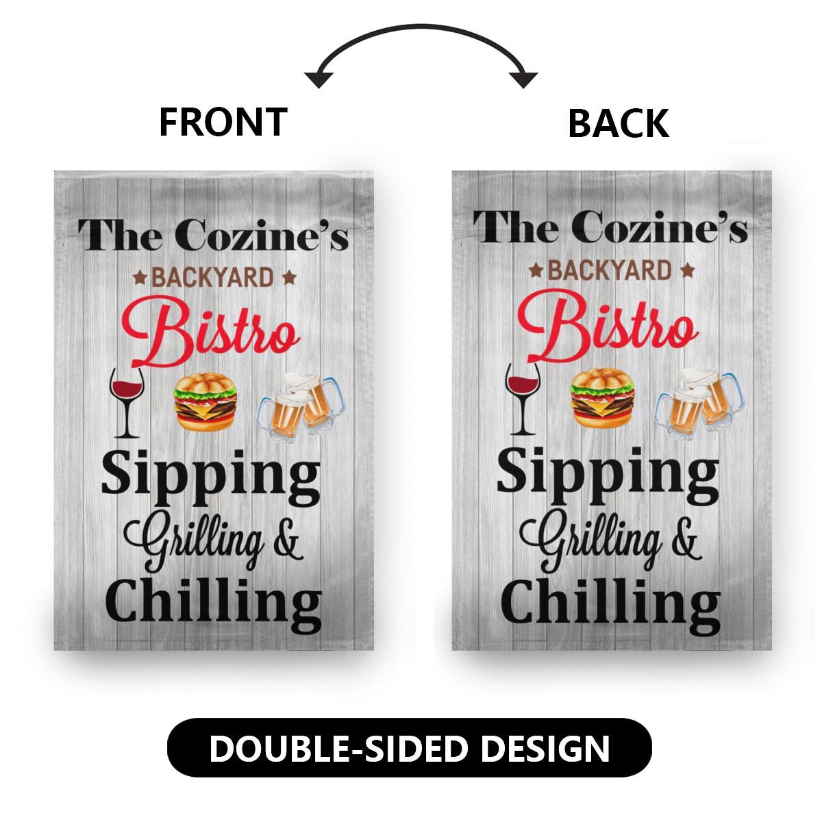 Personalized Backyard Bistro Sipping Grilling Chilling Garden Flag No.SDTAT5