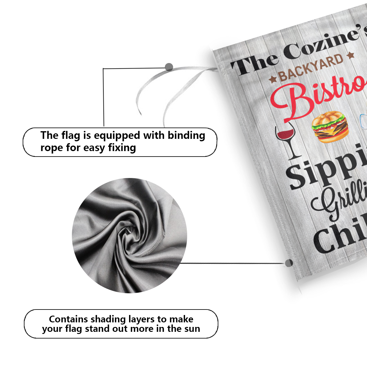 Personalized Backyard Bistro Sipping Grilling Chilling Garden Flag No.SDTAT5
