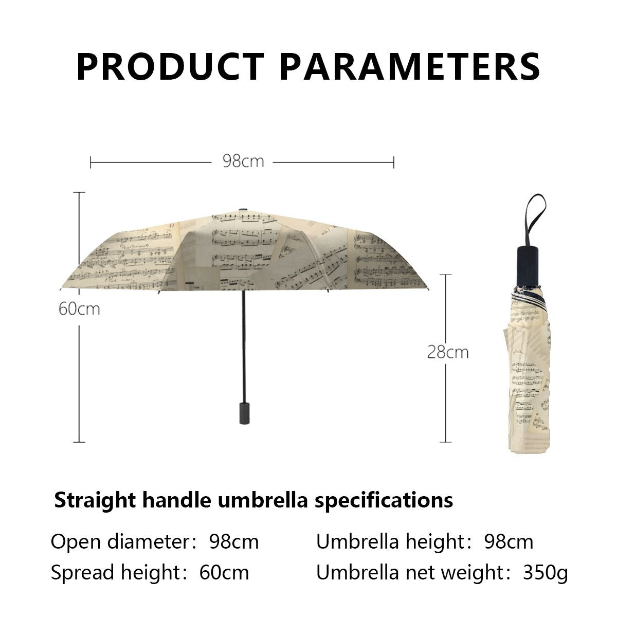 Vintage Music Composition Collage Christmas Brushed Polyester Umbrella No.UQWD97