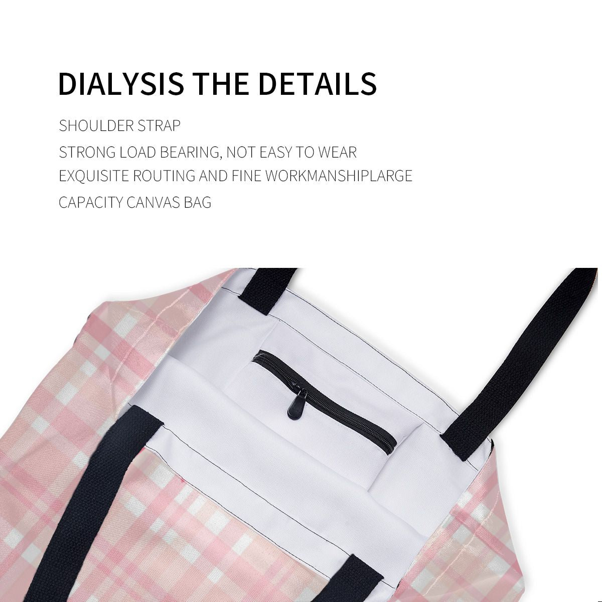 Breast Cancer Pink Ribbon Plaid Canvas Bag No.X93MBO