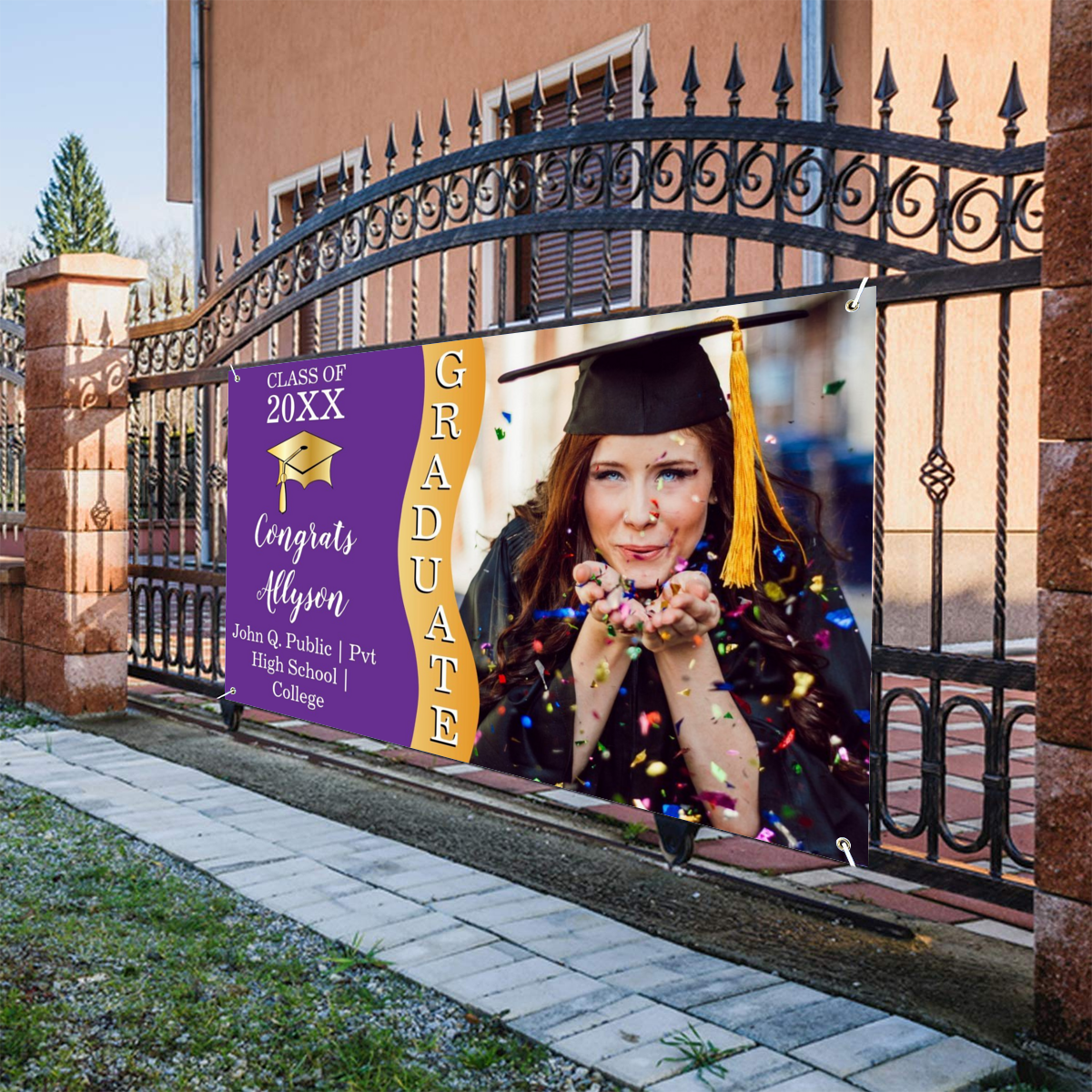 2022 Personalized Name/Photo, 7 Colors Congrats Graduate Wave Photo Banner