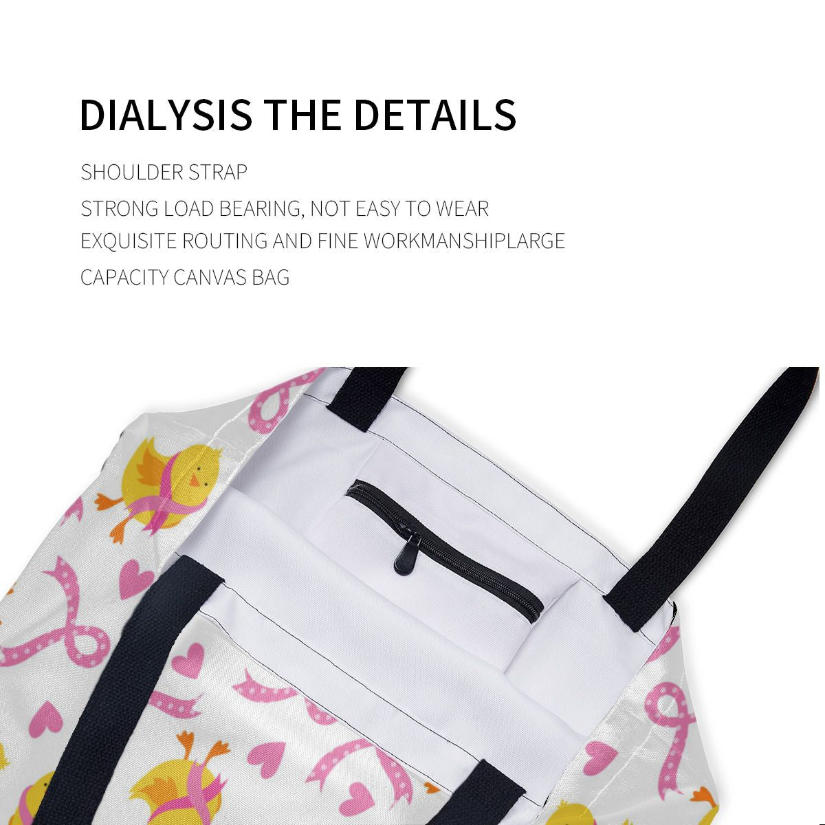 Breast Cancer Awareness Ribbon Chick Canvas Bag No.YDQQ37
