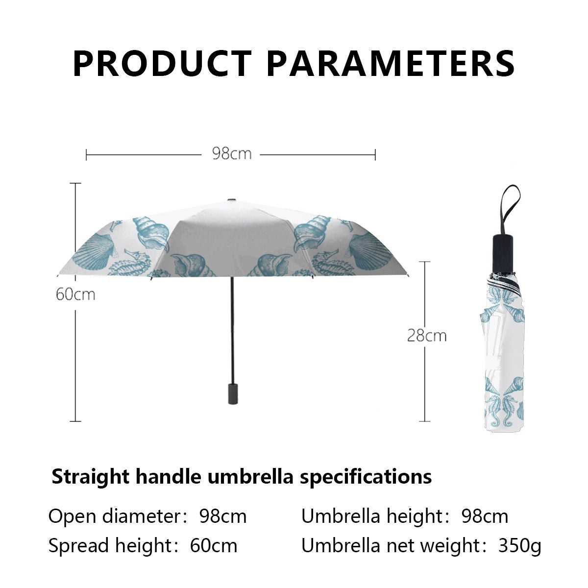 Sea Side Beach Merry Christmas Brushed Polyester Umbrella No.XSVFAO
