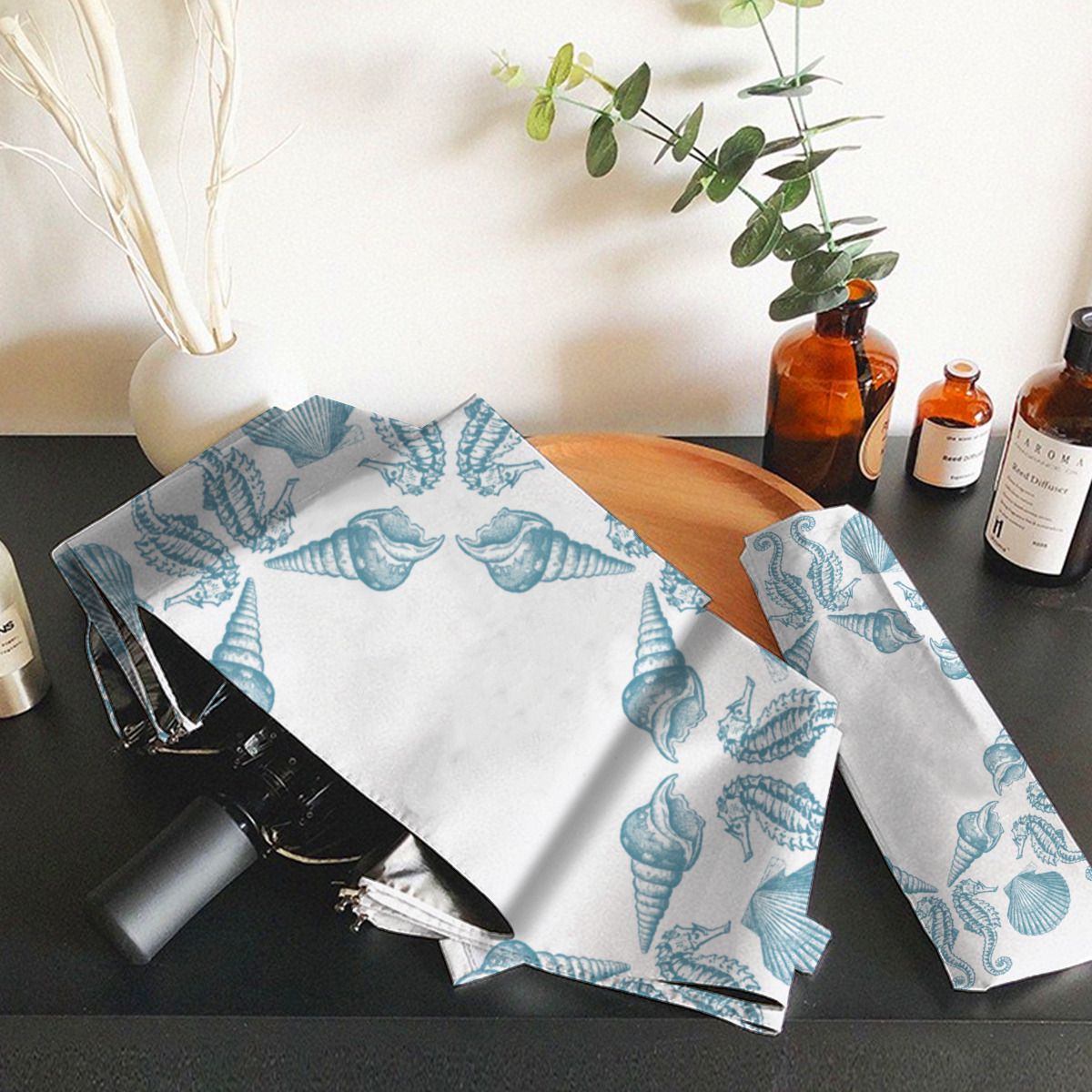 Sea Side Beach Merry Christmas Brushed Polyester Umbrella No.XSVFAO