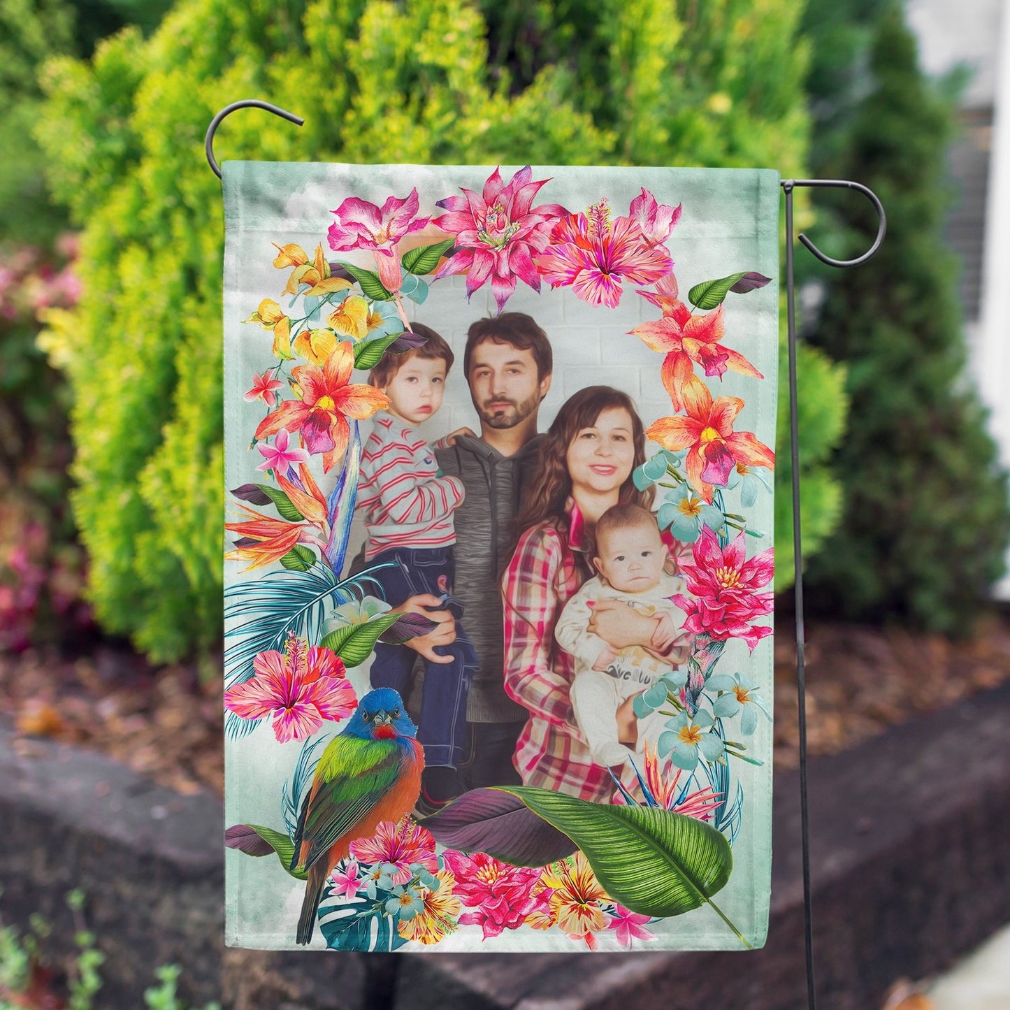Personalized Island Flowers House Flag & Garden Flag