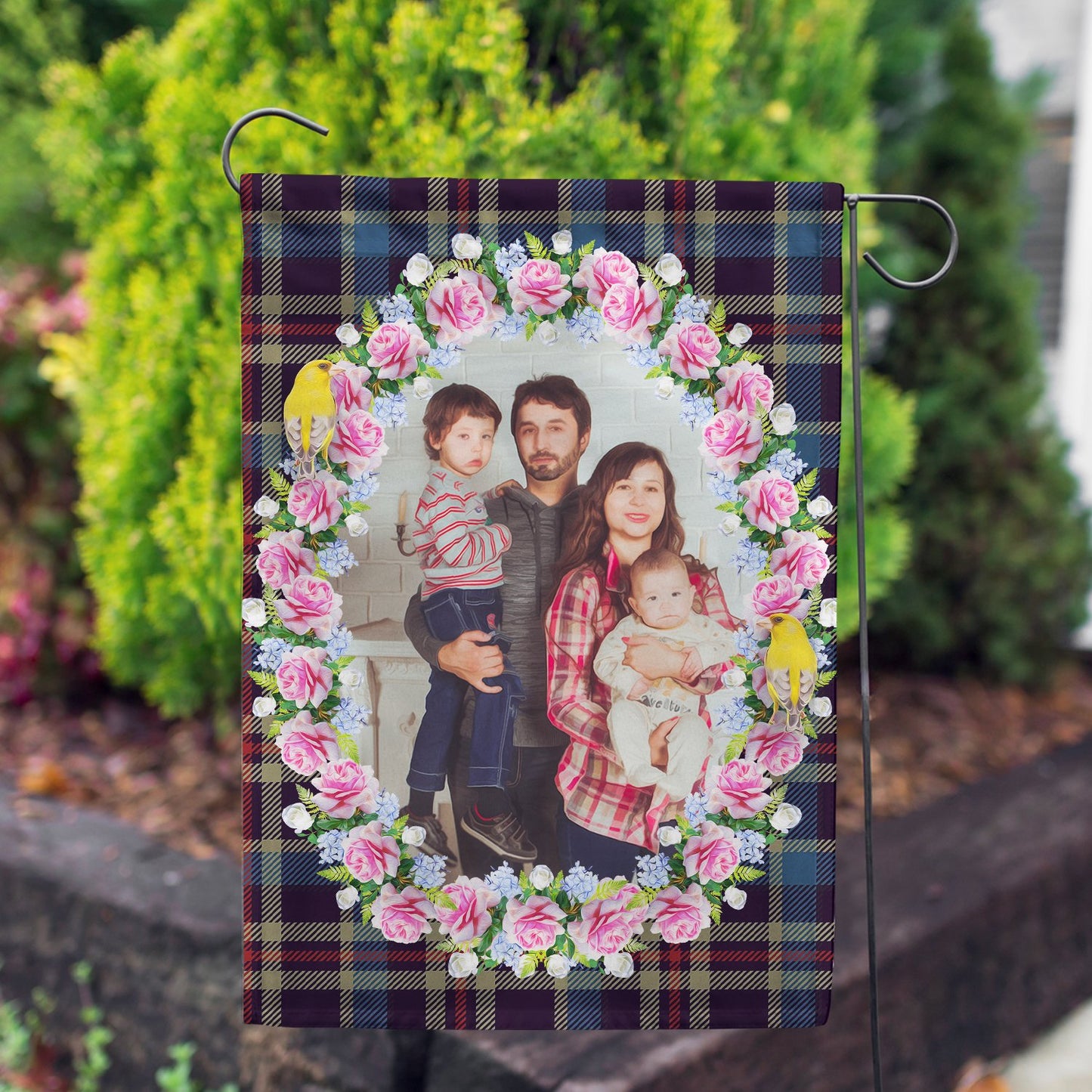 Personalized Burst Of Pink House Flag & Garden Flag