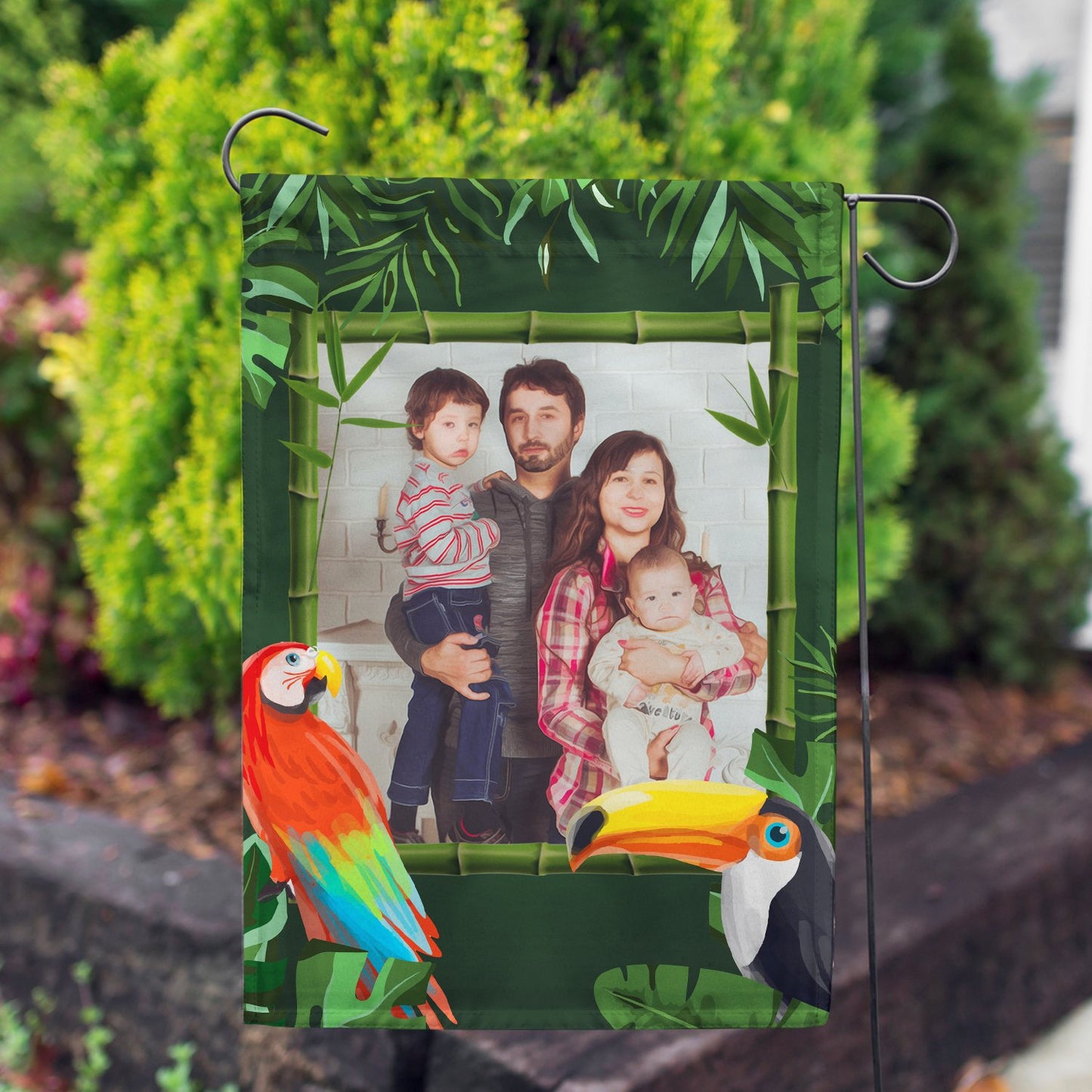 Personalized Tropical Birds House Flag & Garden Flag