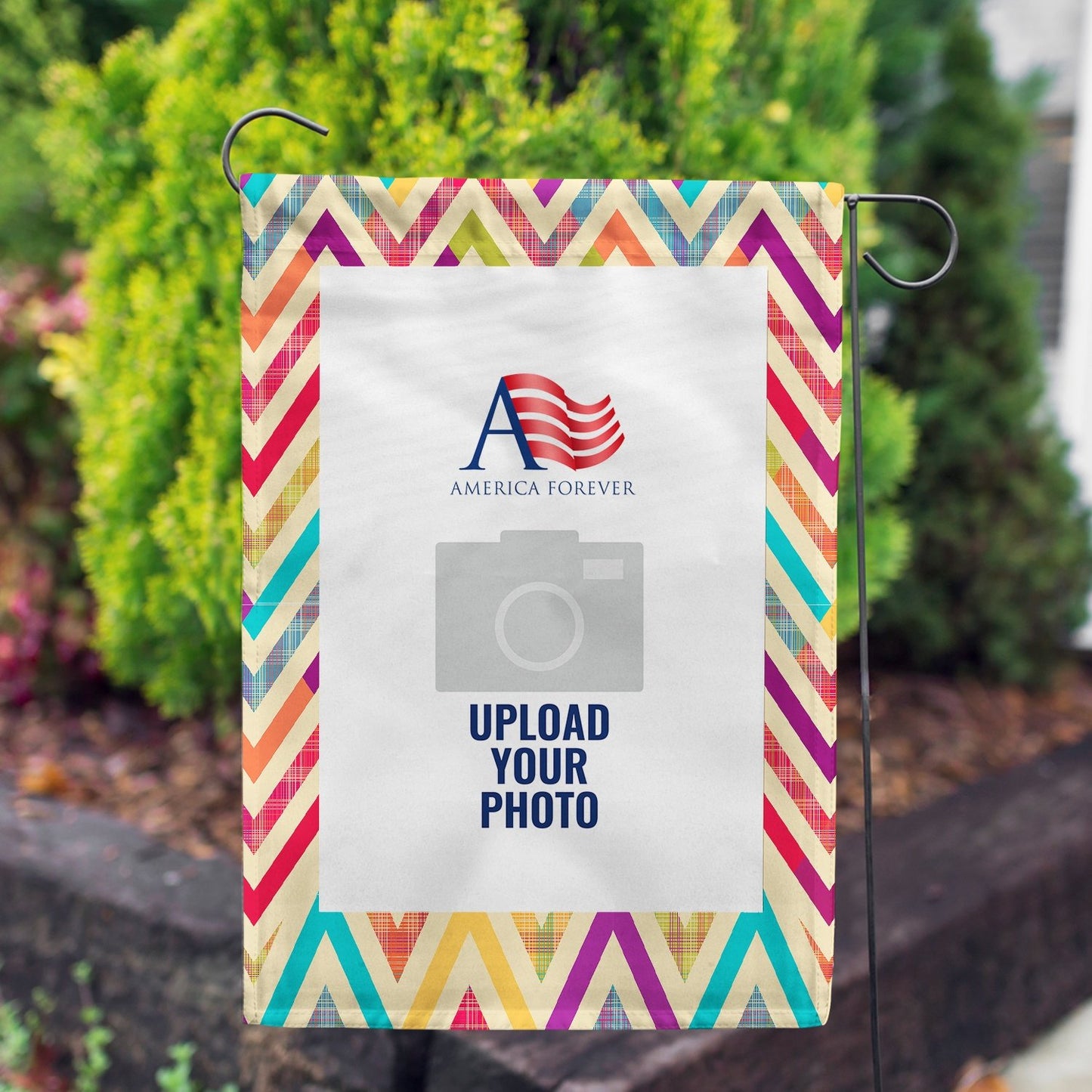 Personalized Multi Color Chevron House Flag & Garden Flag