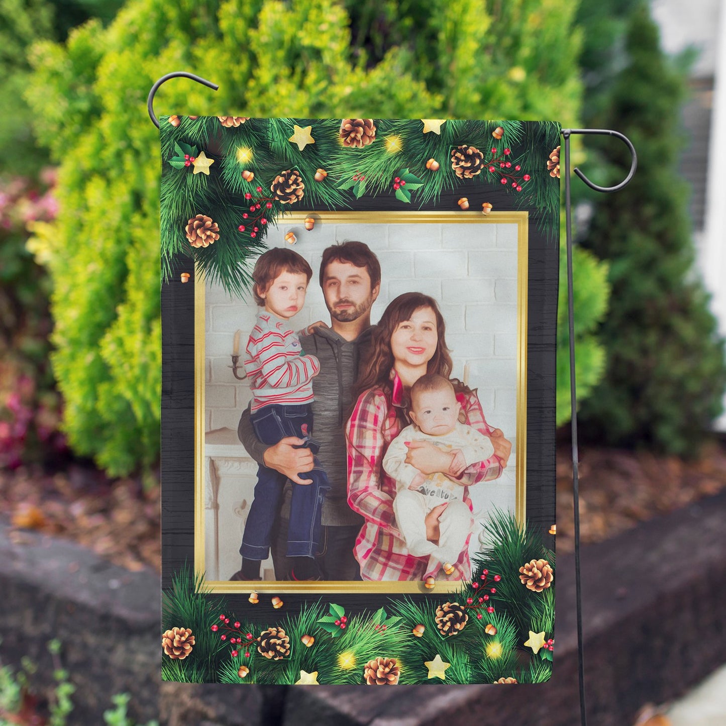 Personalized Pine Cones And Stars House Flag & Garden Flag
