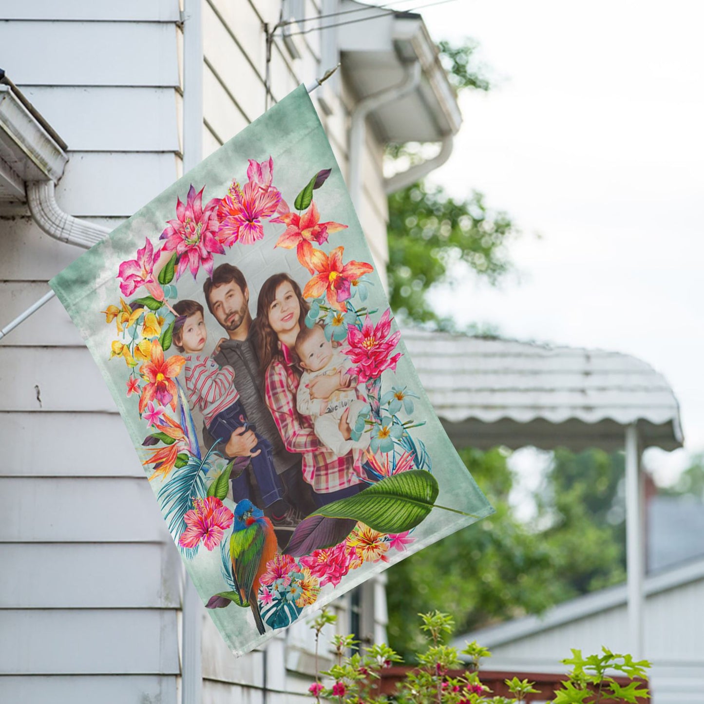 Personalized Island Flowers House Flag & Garden Flag
