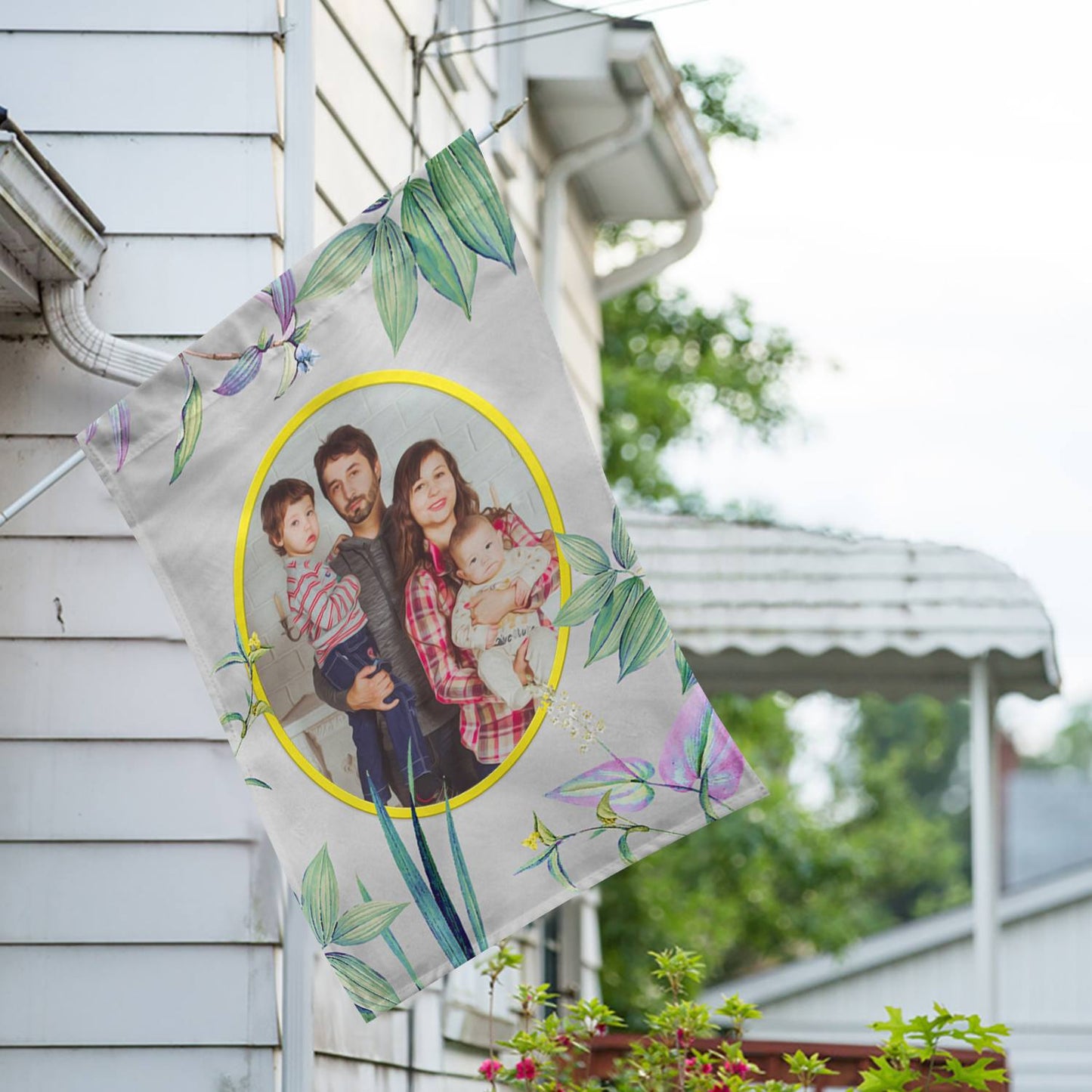 Personalized Simply Golden House Flag & Garden Flag