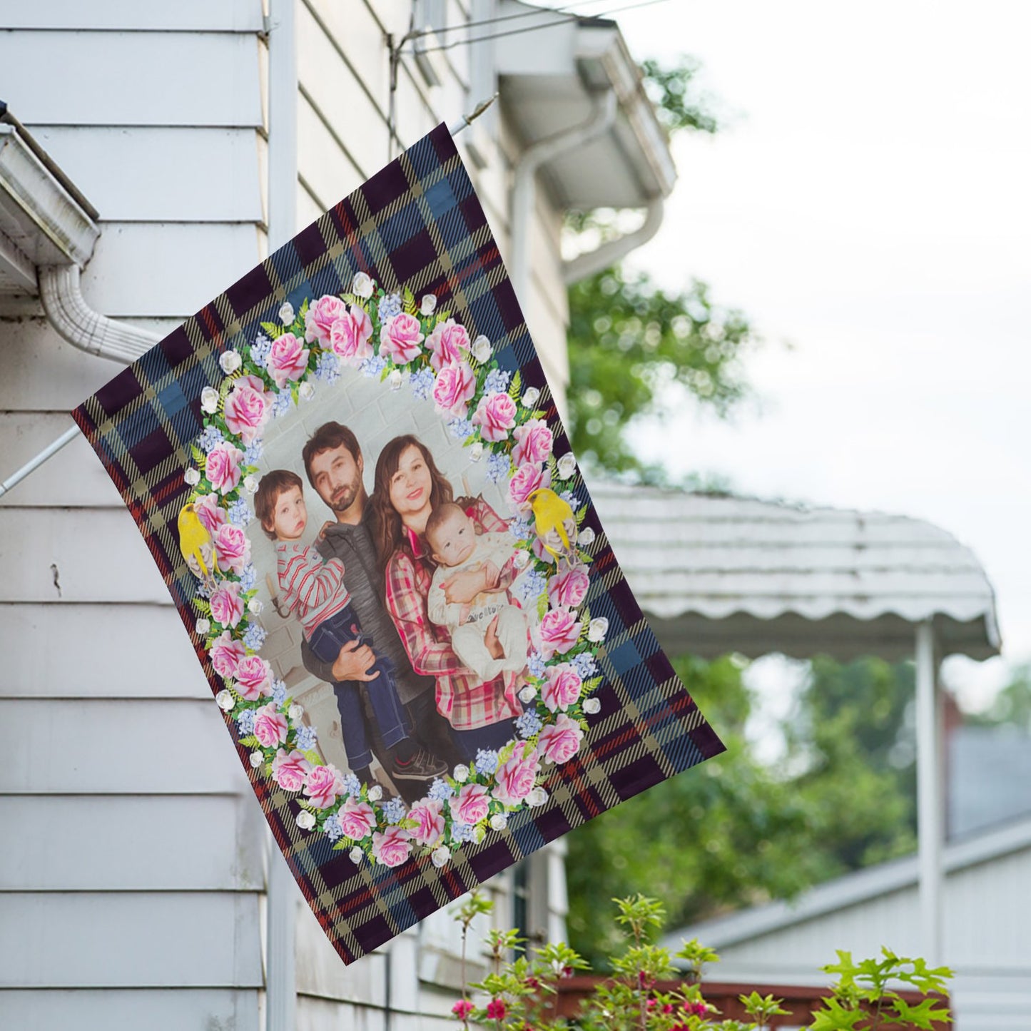 Personalized Burst Of Pink House Flag & Garden Flag