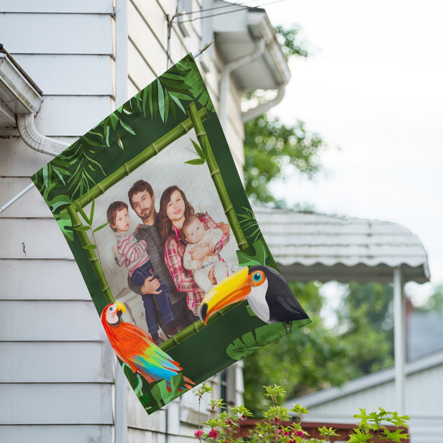 Personalized Tropical Birds House Flag & Garden Flag