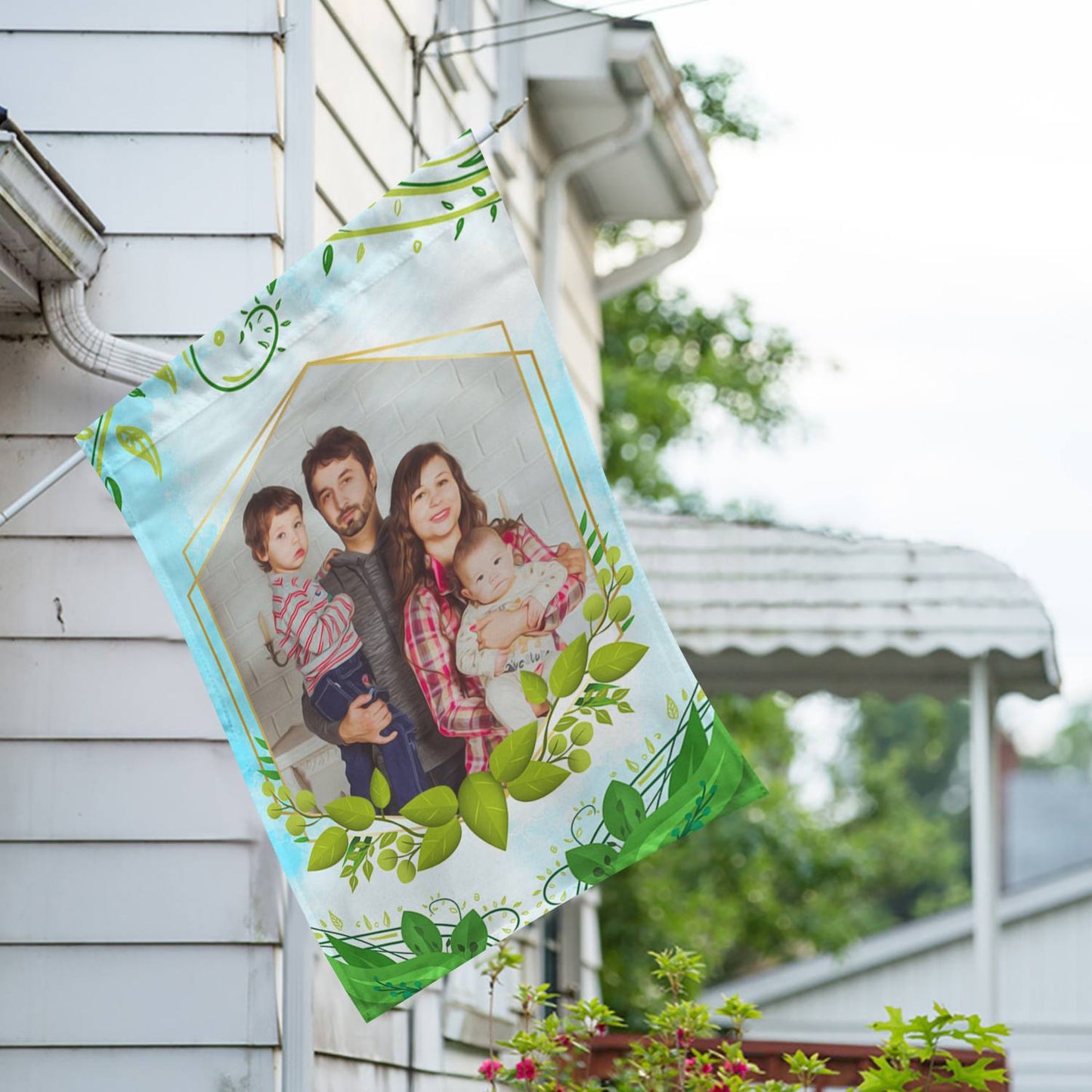 Personalized Rose Greenery House Flag & Garden Flag
