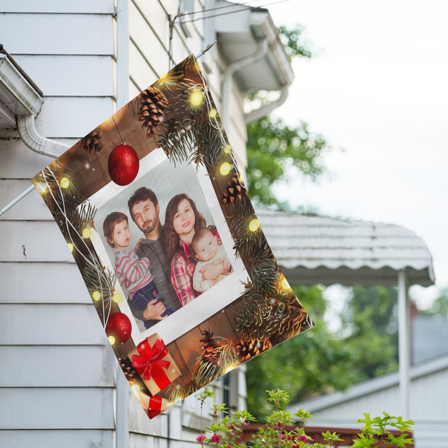Personalized Wood Panel Lights House Flag & Garden Flag