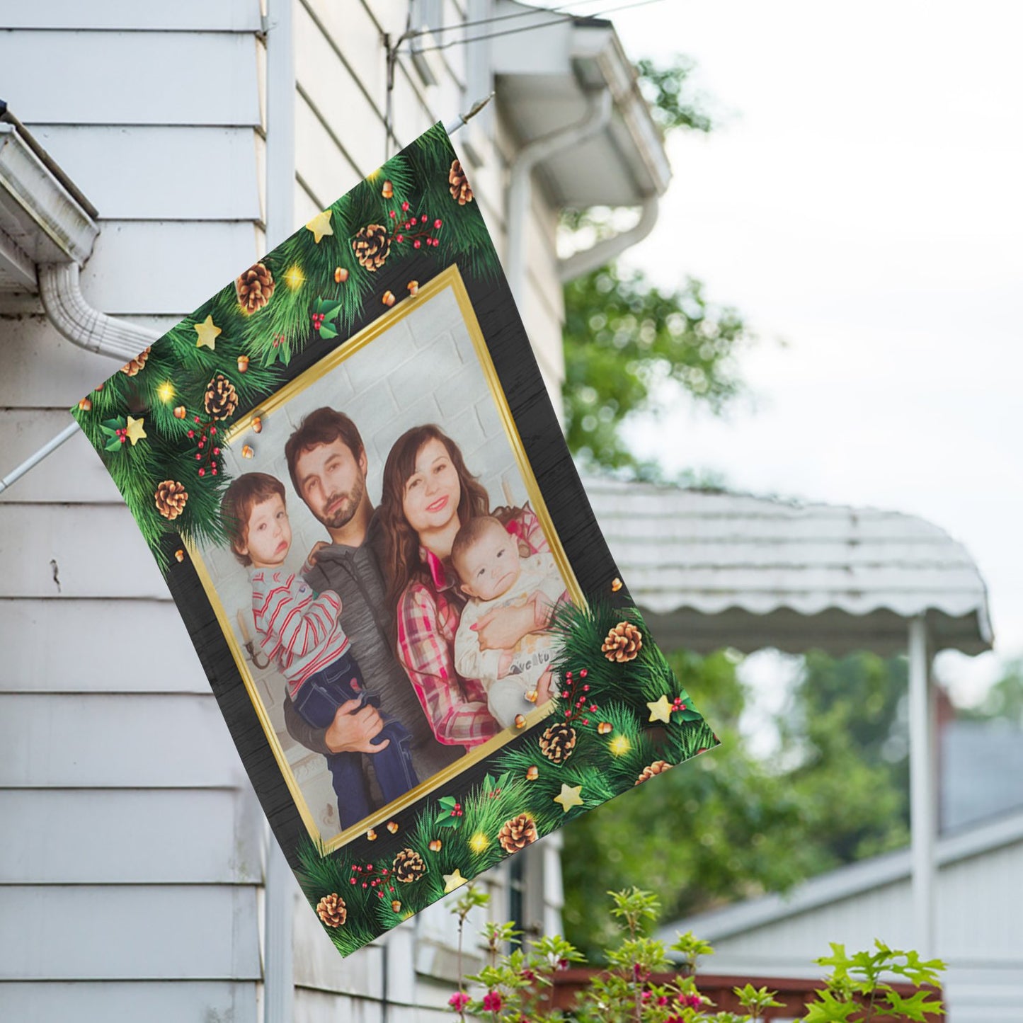 Personalized Pine Cones And Stars House Flag & Garden Flag