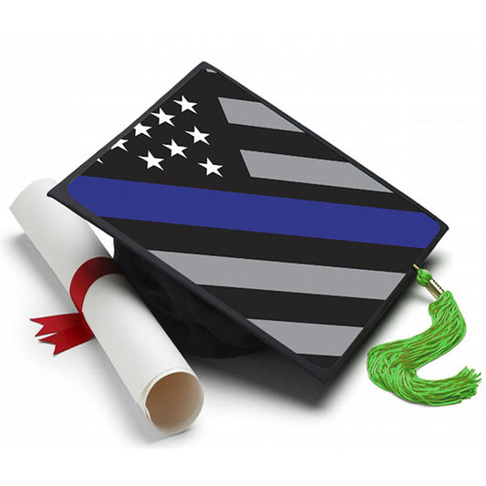 Thin Blue Line Flag Grad Cap Tassel Topper
