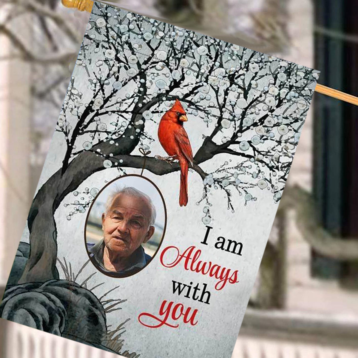 Always With You Blossom Tree Memorial Personalized Cardinal Flags For Graves