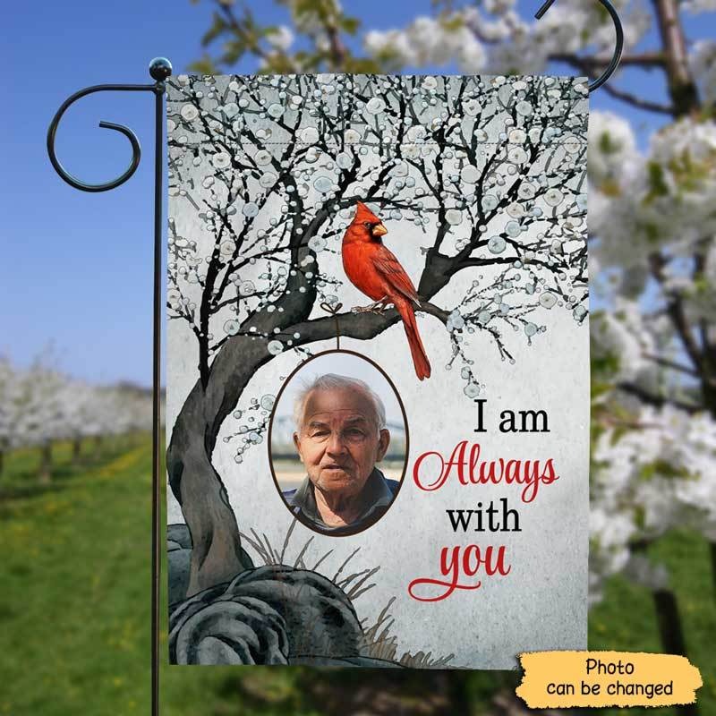 Always With You Blossom Tree Memorial Personalized Cardinal Flags For Graves